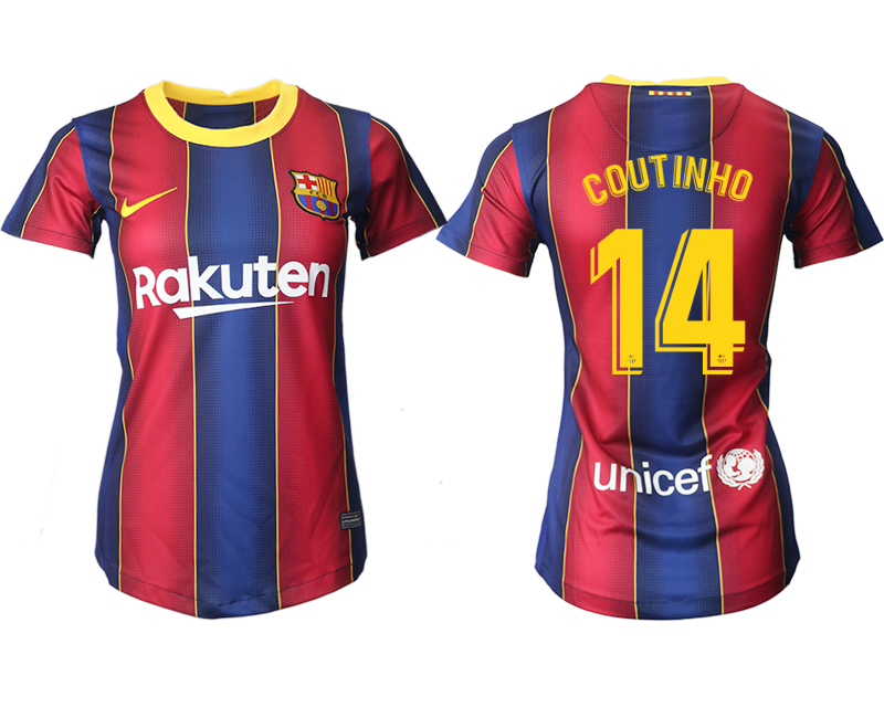 Women 2020-2021 Barcelona home aaa version #14 red Soccer Jerseys